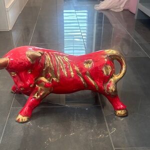 Maurice of California art pottery America Red and Gold Bull Figurine